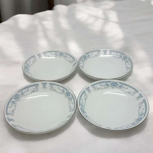 Set of 4 DESSERT BOWLS Sheffield 1985 BLUE WHISPER Porcelain Fine China 5 5/8”
