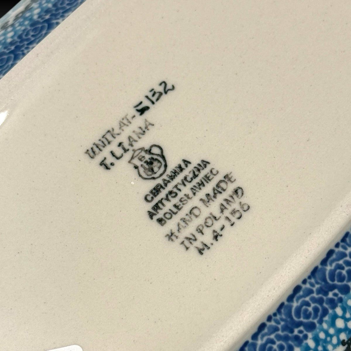 UNIKAT Polish Pottery Sweet Nectar Serving Tray 12.5 Inches Signed T. Liana