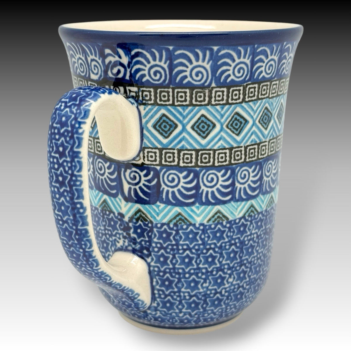 Ceramika Artystyczna Polish Pottery Large Bistro MUG – Aztec Sky Blue – 16 oz