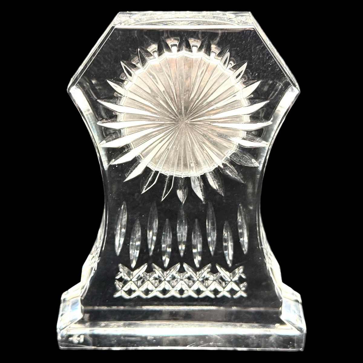 WATERFORD Lismore Lead Crystal Mantle Desk Clock Irish Cut 6.75” HEAVY XL Works