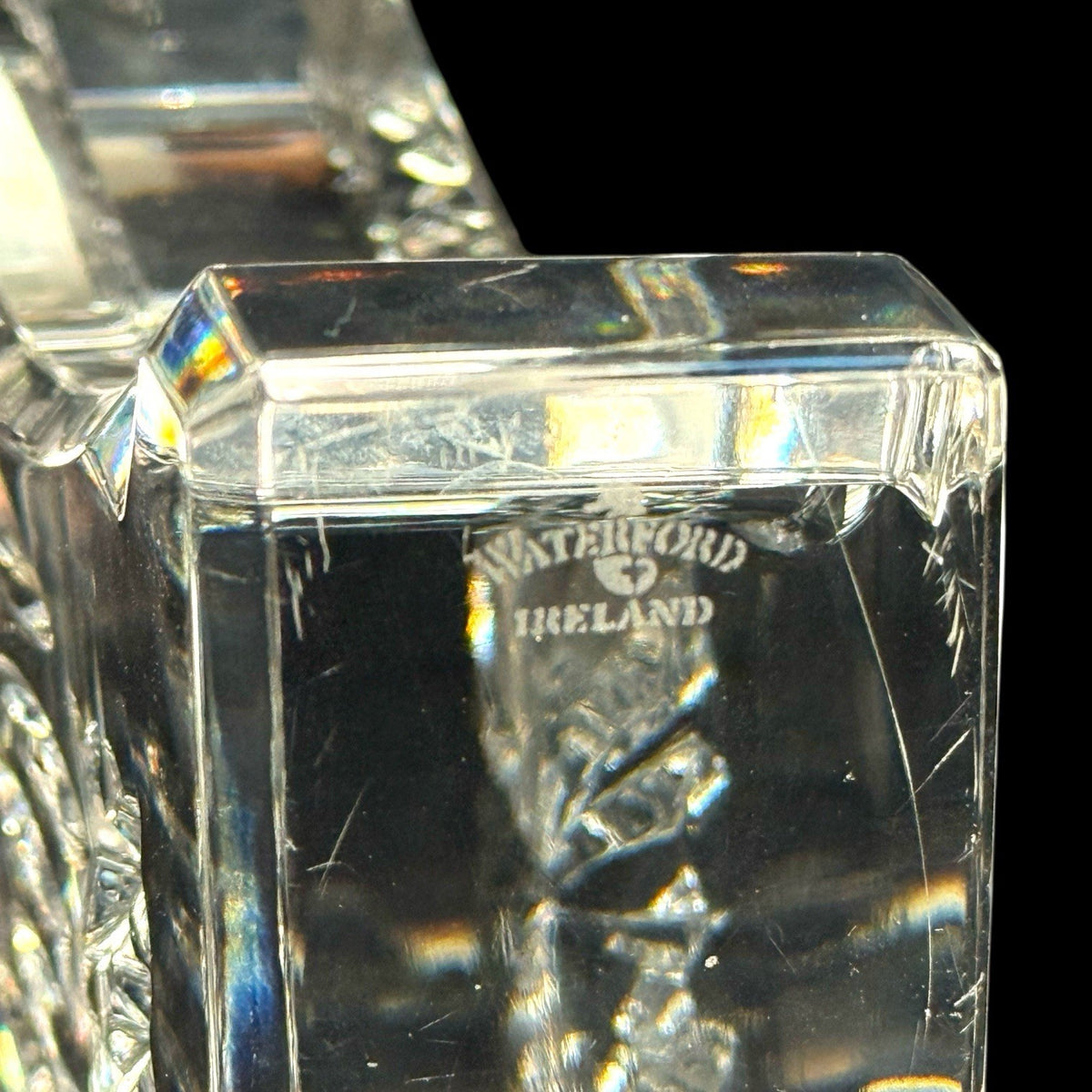 WATERFORD Lismore Lead Crystal Mantle Desk Clock Irish Cut 6.75” HEAVY XL Works