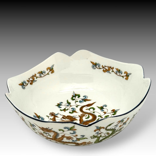 ANDREA by SADEK Vintage Asian Dragon Decorative Porcelain Bowl Multicolor 9786