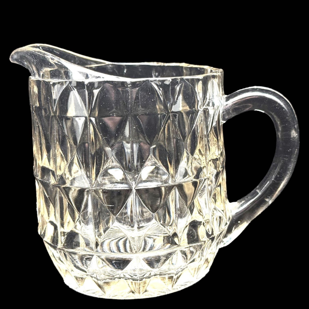 Vintage Jeannette WINDSOR CLEAR Depression Glass Pitcher 16 oz Diamond Pattern