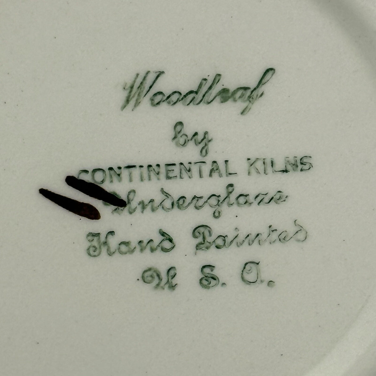 Set of 4 Vintage WOODLEAF by Continental Kilns Hand Painted SQUARE DESSERT BOWLS