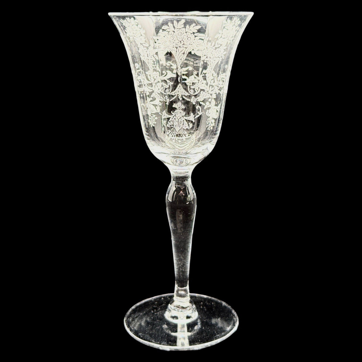 Morgantown Mayfair Stem Etched Crystal Water Wine Glasses Set Of 6 Art Deco 1930