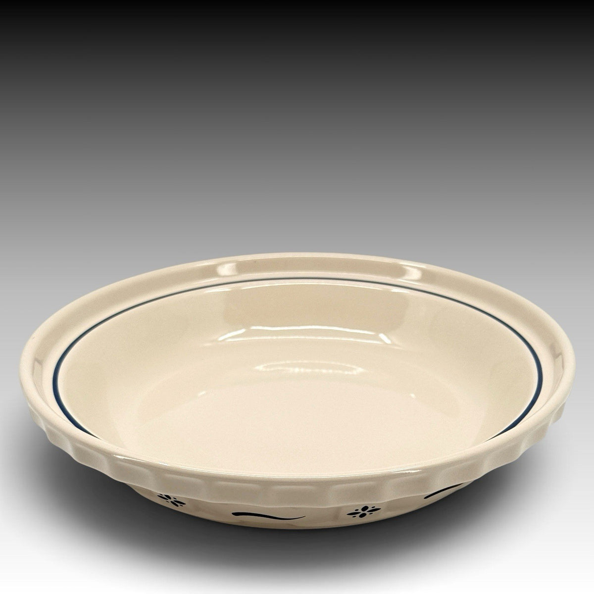 Longaberger Woven Traditions Heritage Blue 10" Pie Plate Baking Dish Pottery USA