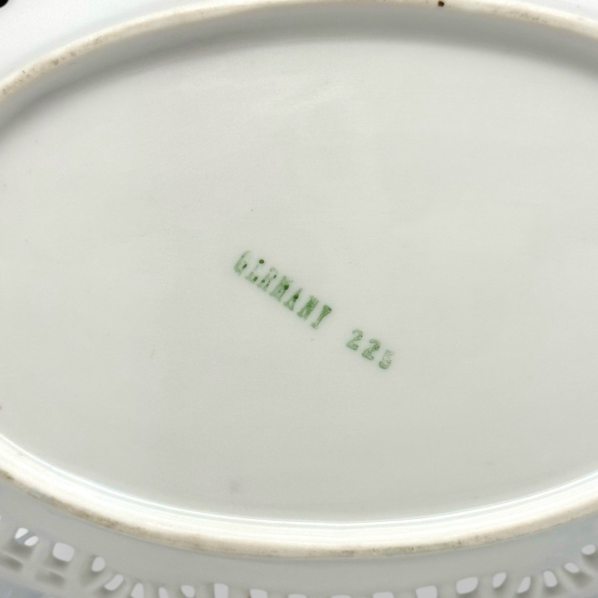 Antique German Porcelain Reticulated Bowl Victorian Couple Gilt Trim 9.5”