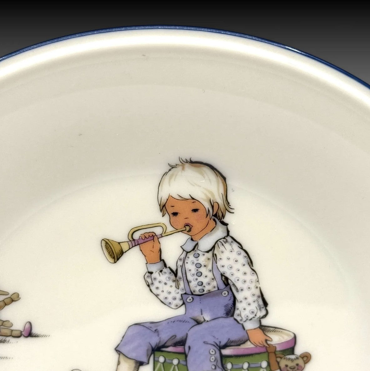 Lenox Childrens Dinnerware Set Little Boy Blue Stick Pony Plate Bowl Mug 3 Pc