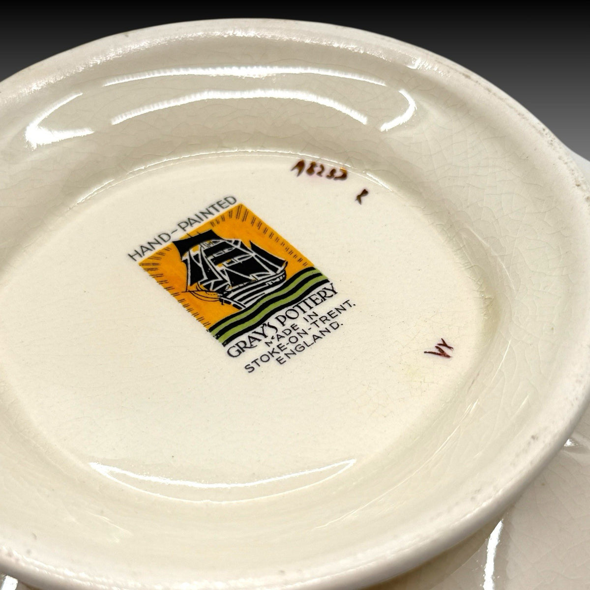 Gray's Pottery Hand Painted Lustreware Bowl, Art Deco Stoke Trent England 9 Inch