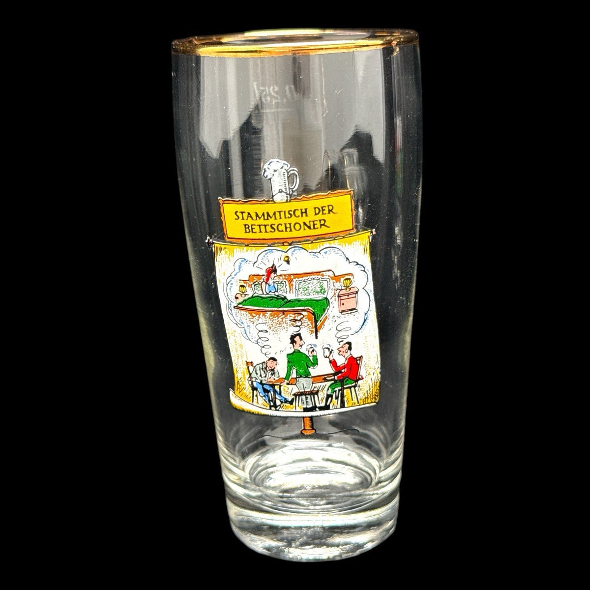 SIX Mid Century GERMAN Novelty RISQUÉ Humor Beer Bar GLASSES 0.25 Liter