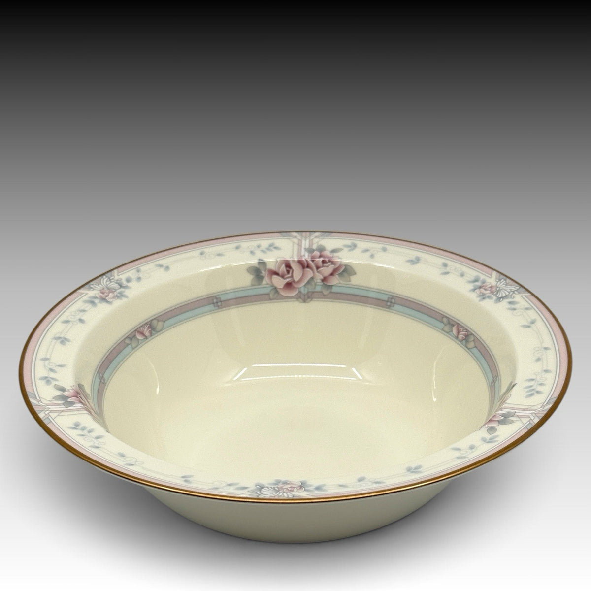 Noritake Magnificence 9736 Large Round Serving Bowl Bone China Gold Trim 9 3/8"