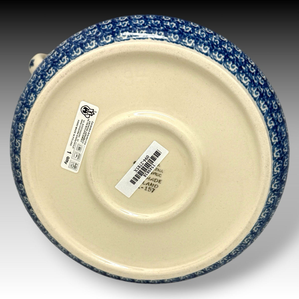 Ceramika Artystyczna Polish Pottery 2.5 Qt Covered Baker Georgia Blue Stoneware