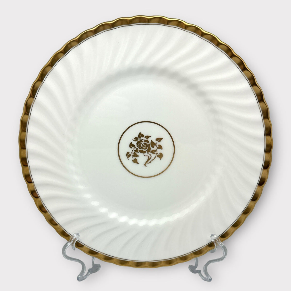 Set of 4 Minton Gold Rose BREAD PLATES England SWIRL Rim Gold Edge England 6.25"