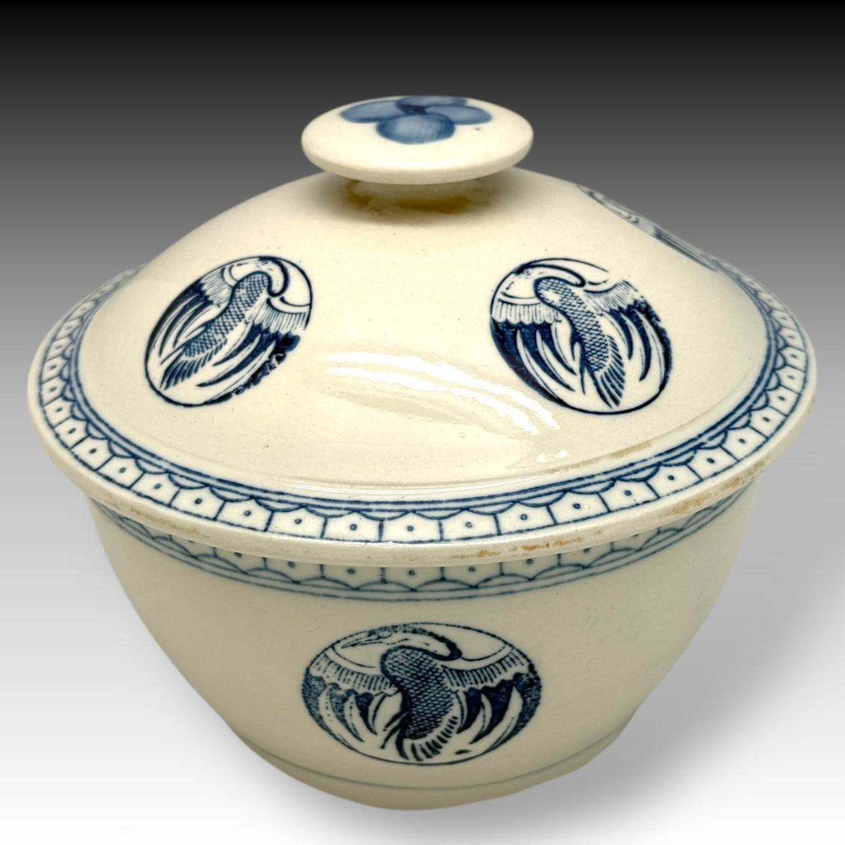 Vintage CHINESE PORCELAIN RICE BOWL Crane Design Asian Tableware