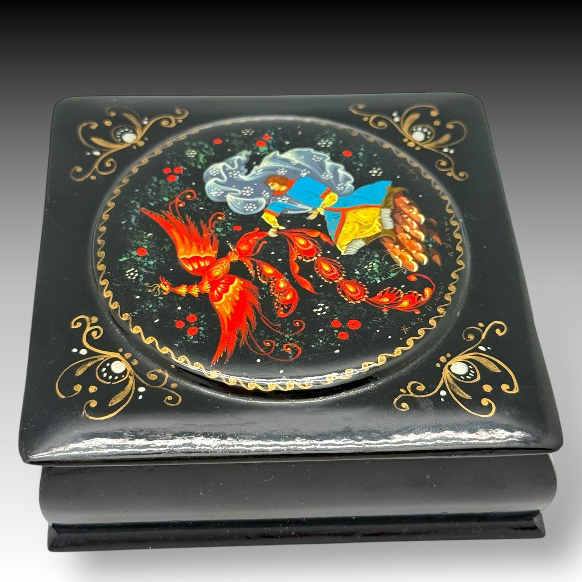 Hand-Painted Russian Lacquer Box Ivan Tsarevich and the Firebird | Signed Kholuy