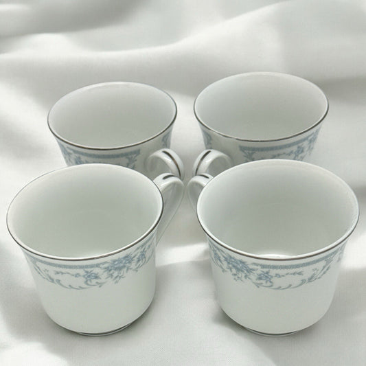 Set of 4 TEA COFFEE CUPS 8 oz Sheffield 1985 BLUE WHISPER Porcelain Fine China