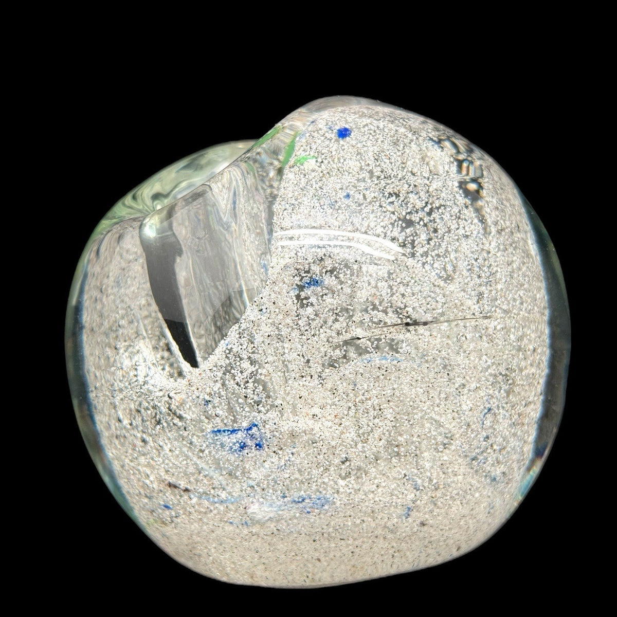Wheaton Glass Art Paperweight Vase Signed A. De Palma Silver Aventurine Swirl