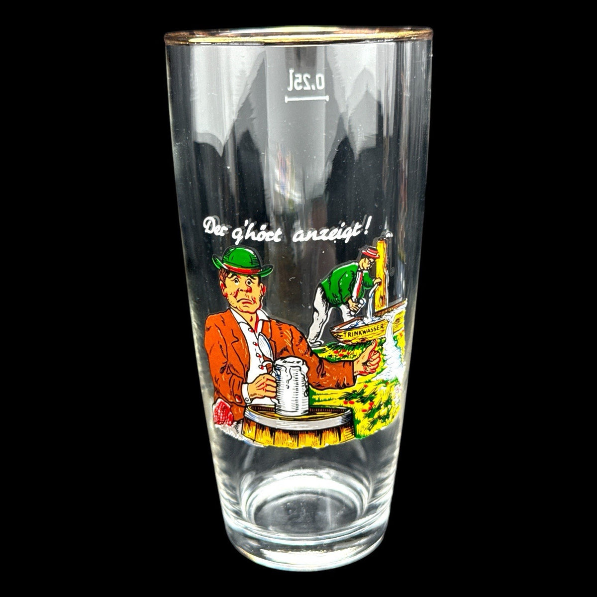 Group of 6 Mid Century GERMAN Novelty RISQUÉ Humor Beer Bar GLASSES 0.25 Liter