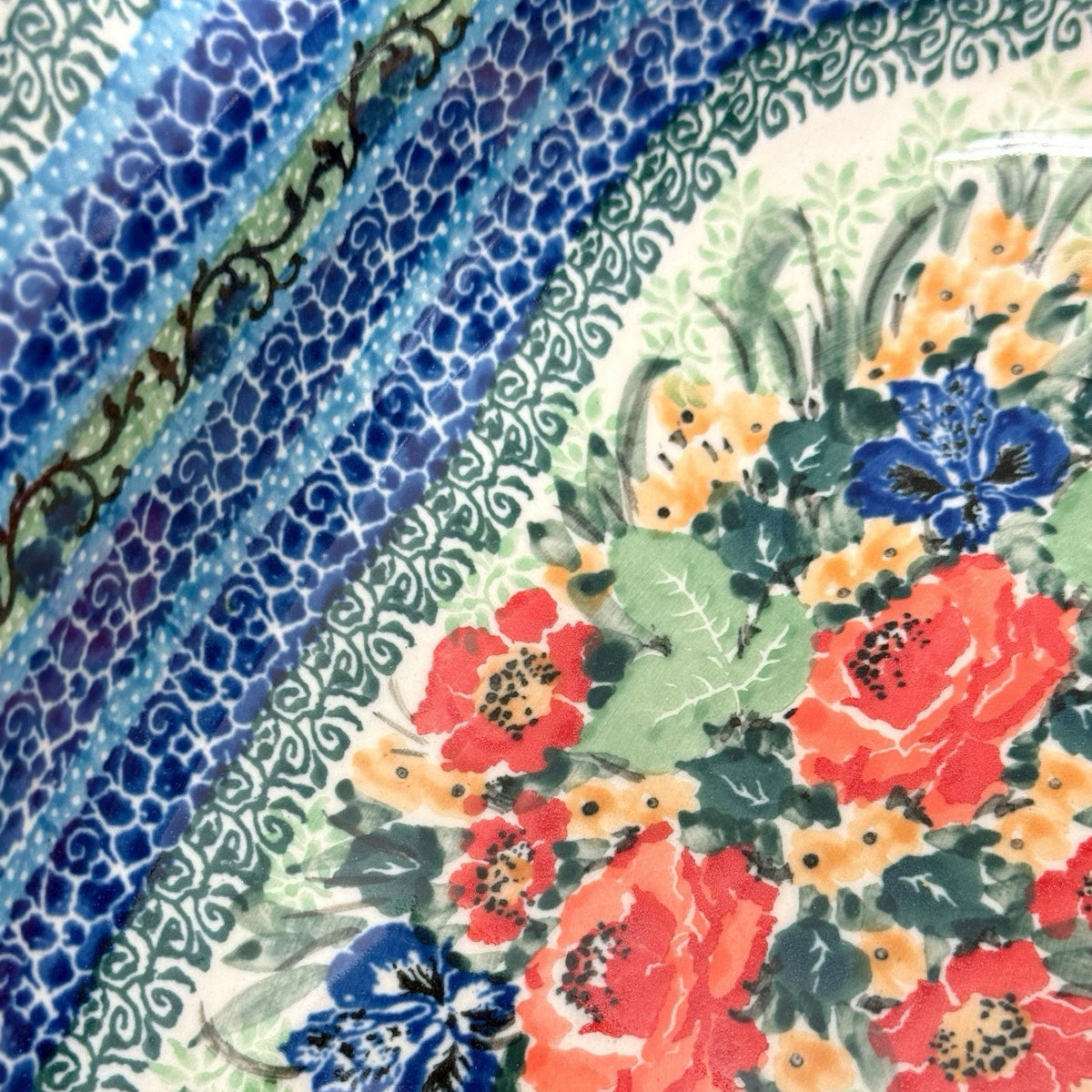 Ceramika Artystyczna Polish Pottery Splendid Meadow Basket UNIKAT T. Liana 11"
