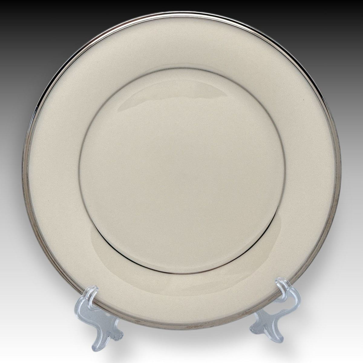 Set of 4 Lenox Solitaire Ivory Platinum Salad Plates 8" USA Bone China EUC