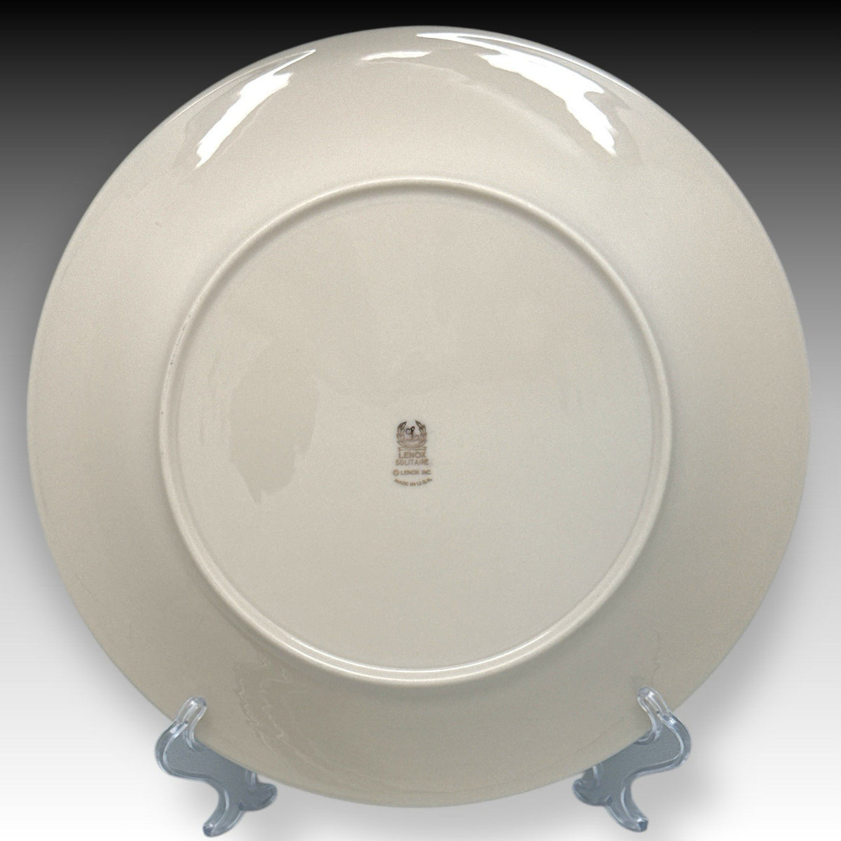 Set of 4 Lenox Solitaire Ivory Platinum Dinner Plates 10.5" USA Bone China EUC