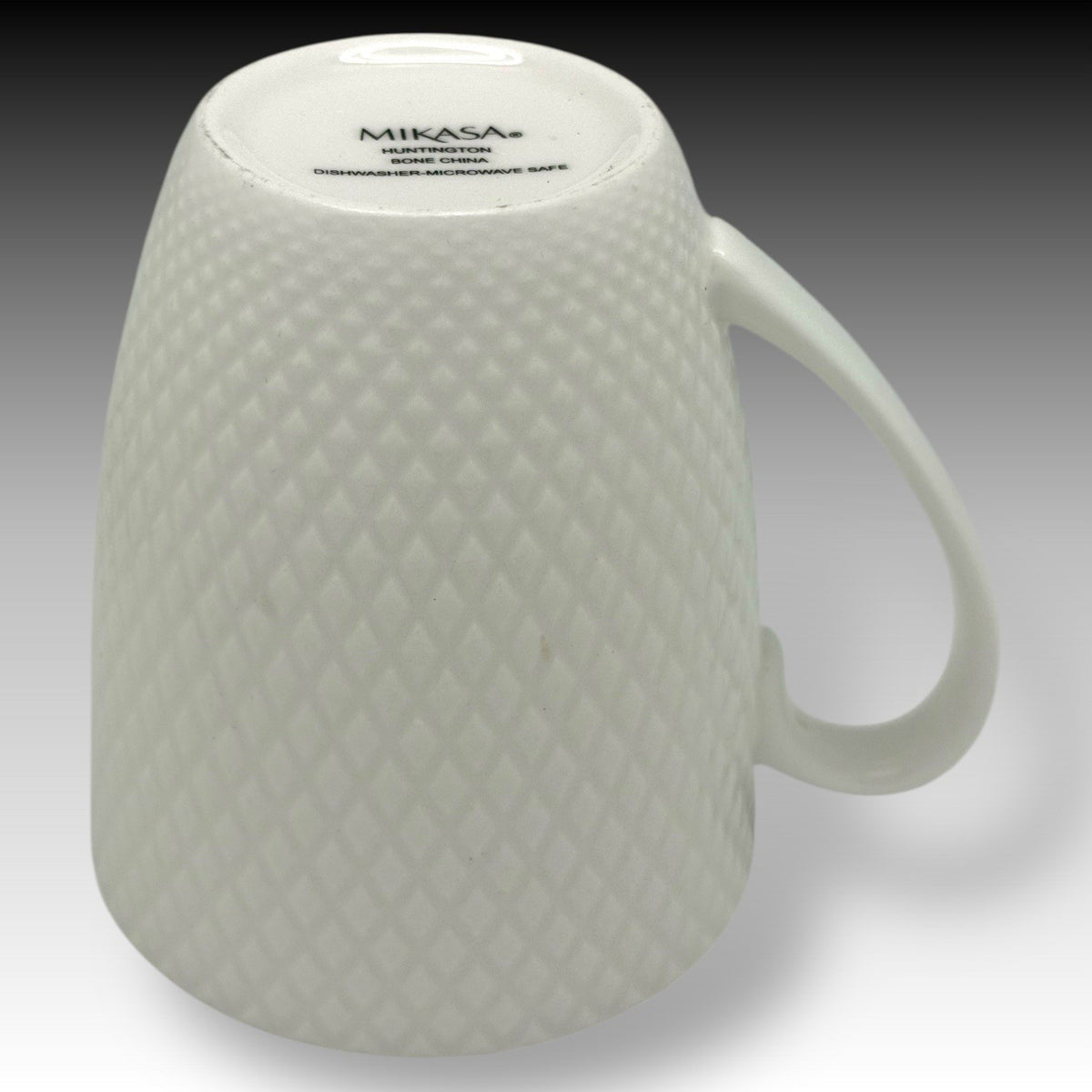 Mikasa HUNTINGTON Bone China Coffee MUGS Set of 3 White Diamond Texture Elegant