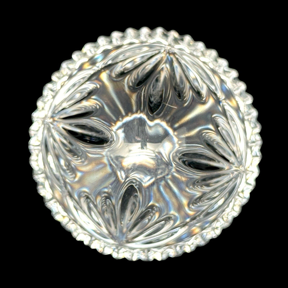 Cut Crystal Glass Egg Paperweight France Diamond Pattern 3.5 Inches Heavy Vtg