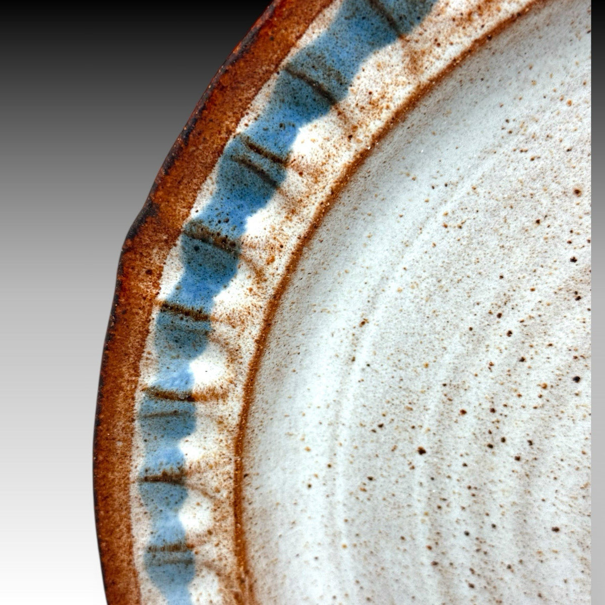 CATOCTIN Pottery Lewis Mill Jefferson Maryland Studio Plate 11" Brown Blue Swirl