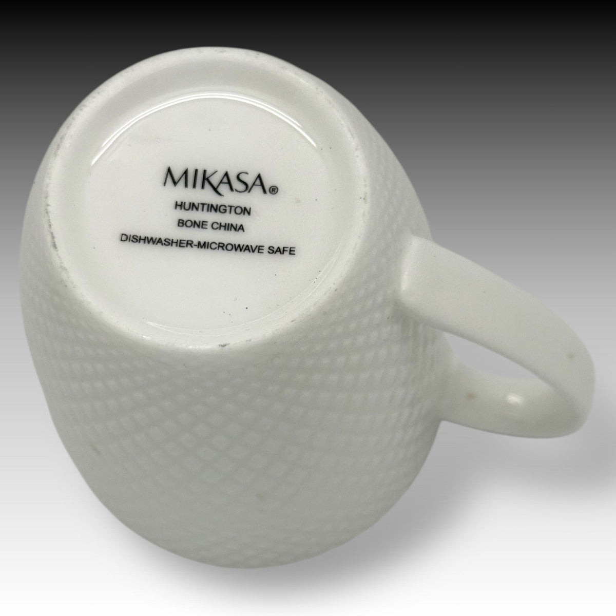Mikasa HUNTINGTON Bone China Coffee MUGS Set of 3 White Diamond Texture Elegant