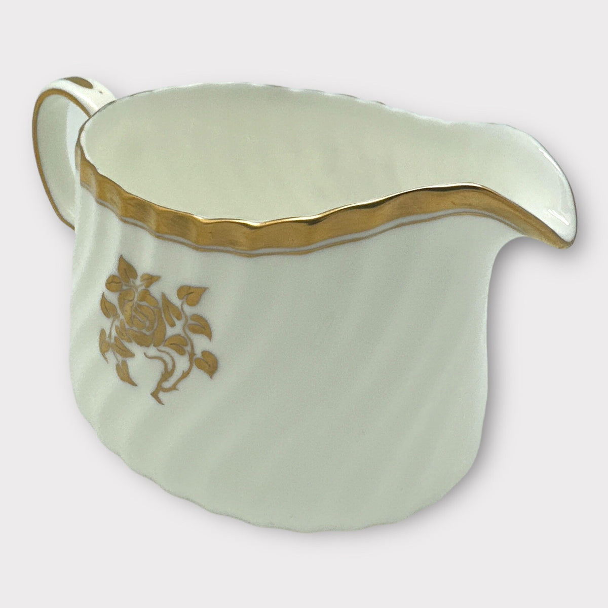 MINTON Bone China GOLD ROSE CREAMER and OPEN SUGAR BOWL Gold Trim Fluted Gilded
