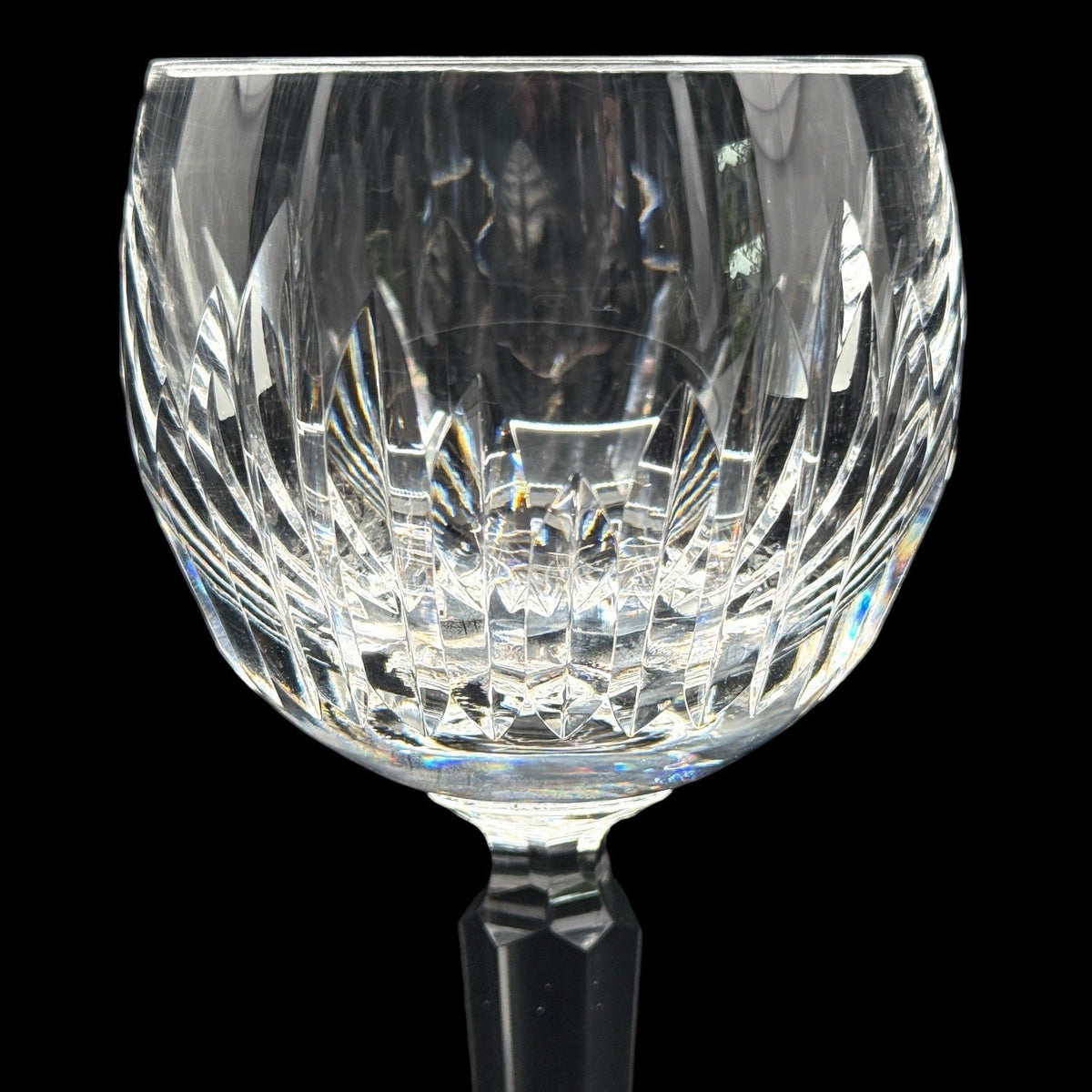 Waterford Crystal Eileen Hock Wine Glass, Signed Ireland 7 3/8 Inch Elegant Stem