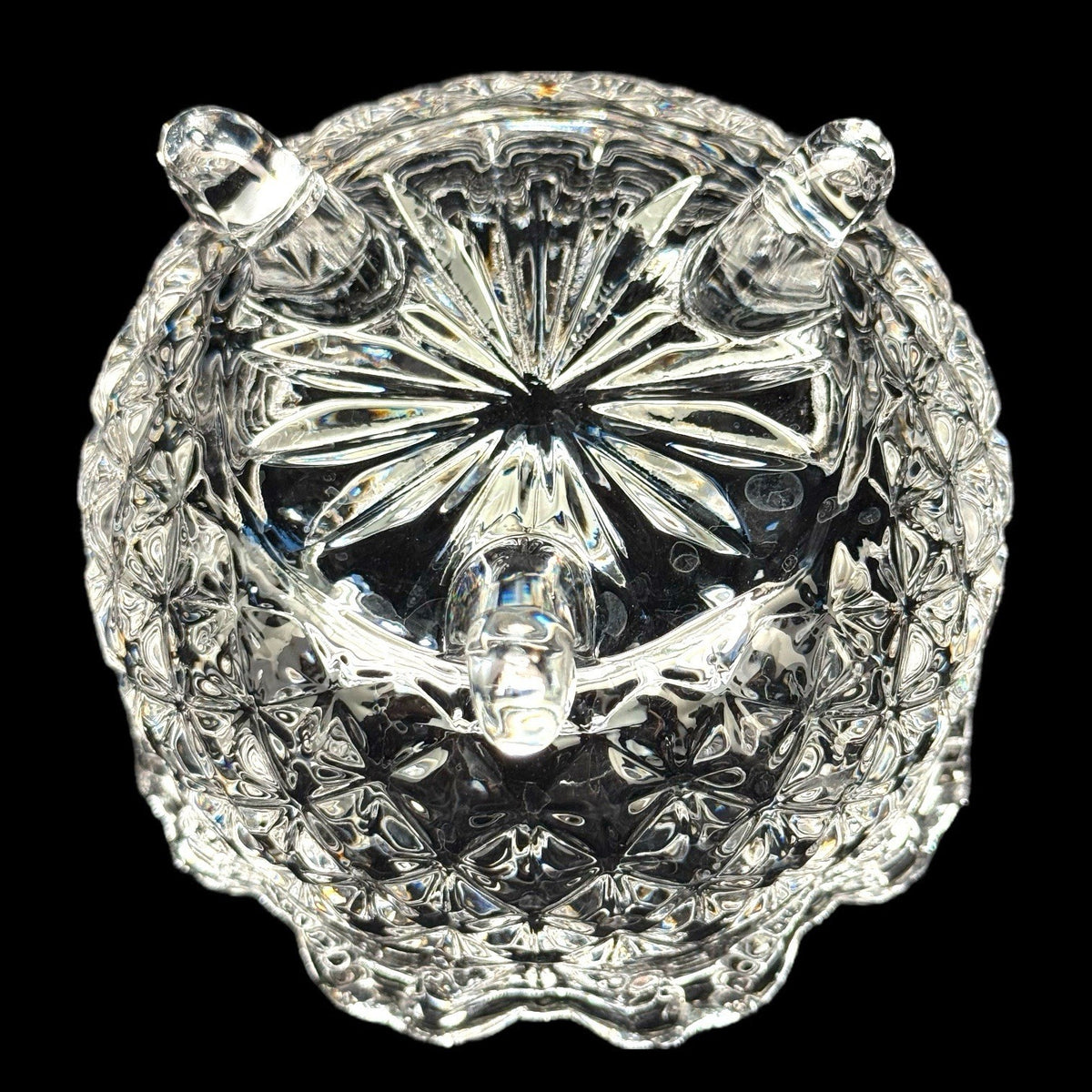Vintage Butterfly Footed Crystal Covered Candy Dish Trinket Box Heavy 5 Inches