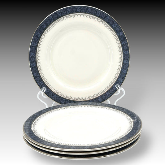 Royal Doulton Sherbrooke BREAD Plates Set of 4 H5009 Blue Bone China England 6.5
