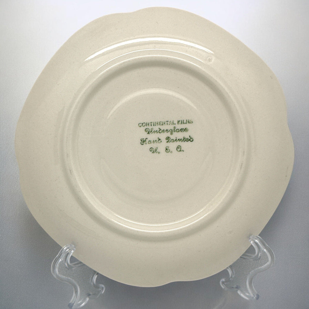 Set of 4 Vintage 1940s WOODLEAF by Continental Kilns Hand Painted SQUARE SAUCERS