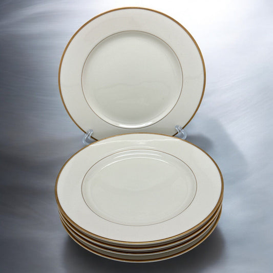 Set of 5 RANMARU Ivory Elegance DYNASTY 7.75" SALAD PLATES Ivory Gold Trim Japan