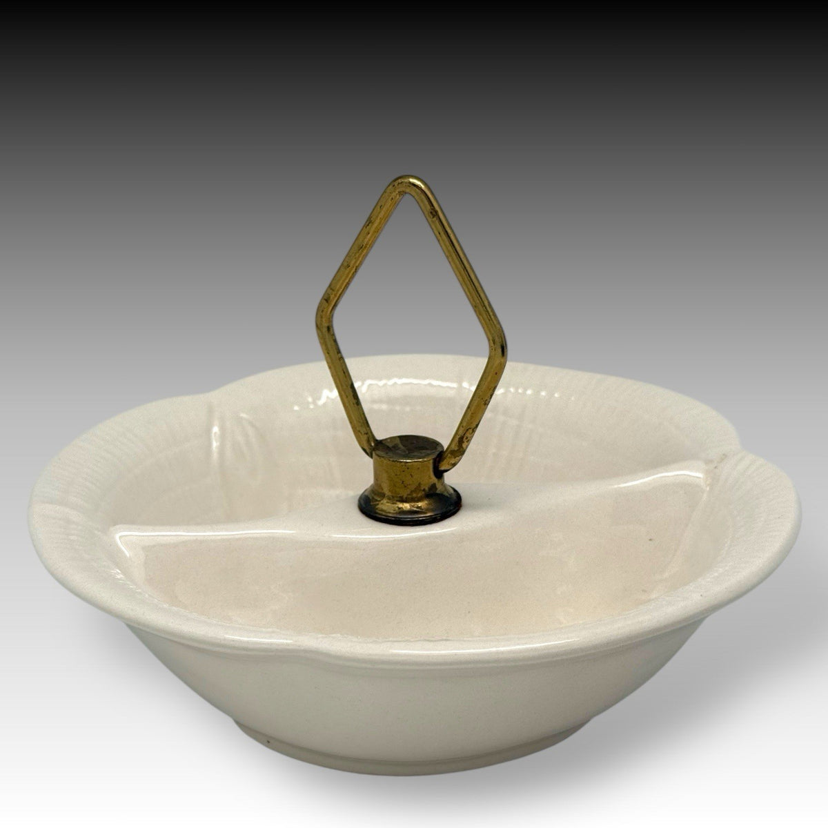 Vintage CALIF USA 570 Lazy Susan Green & White MCM Pottery Server SET Green