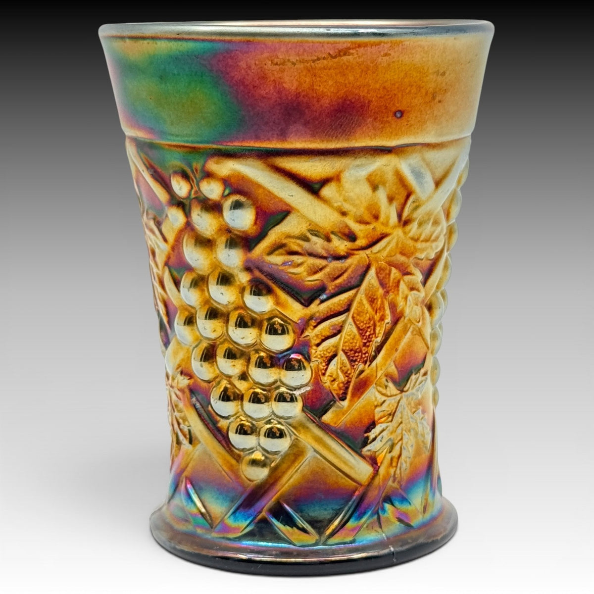 Northwood Grapevine Black Amethyst Carnival Glass Tumbler Antique 4.25 Inch