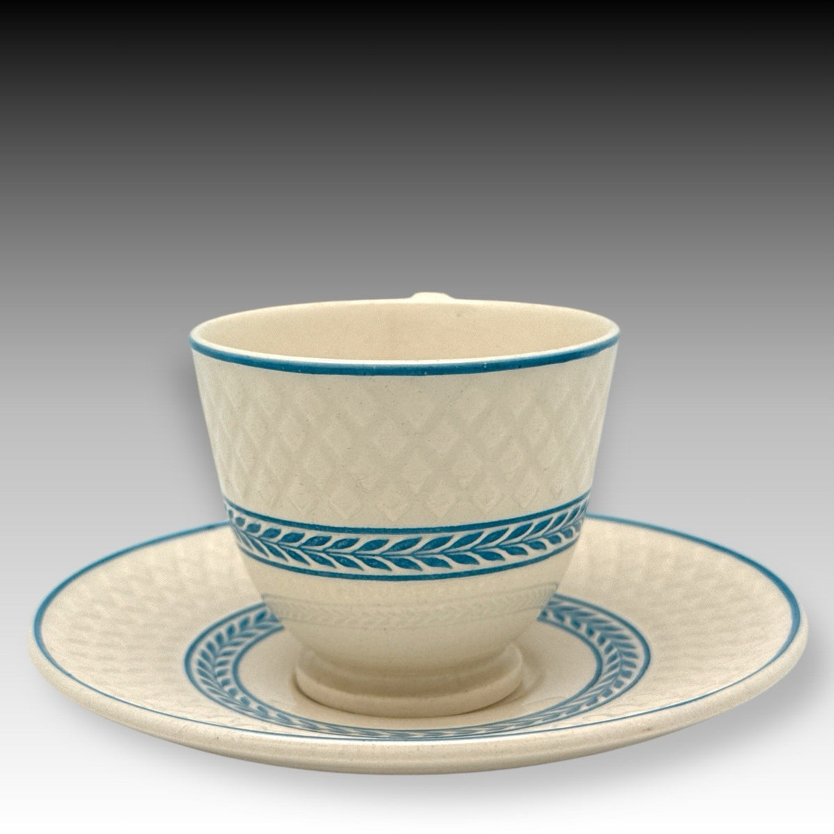 Spode Mansard ELAINE 4 Demitasse Cups & 5 Saucers England Blue White Vintage