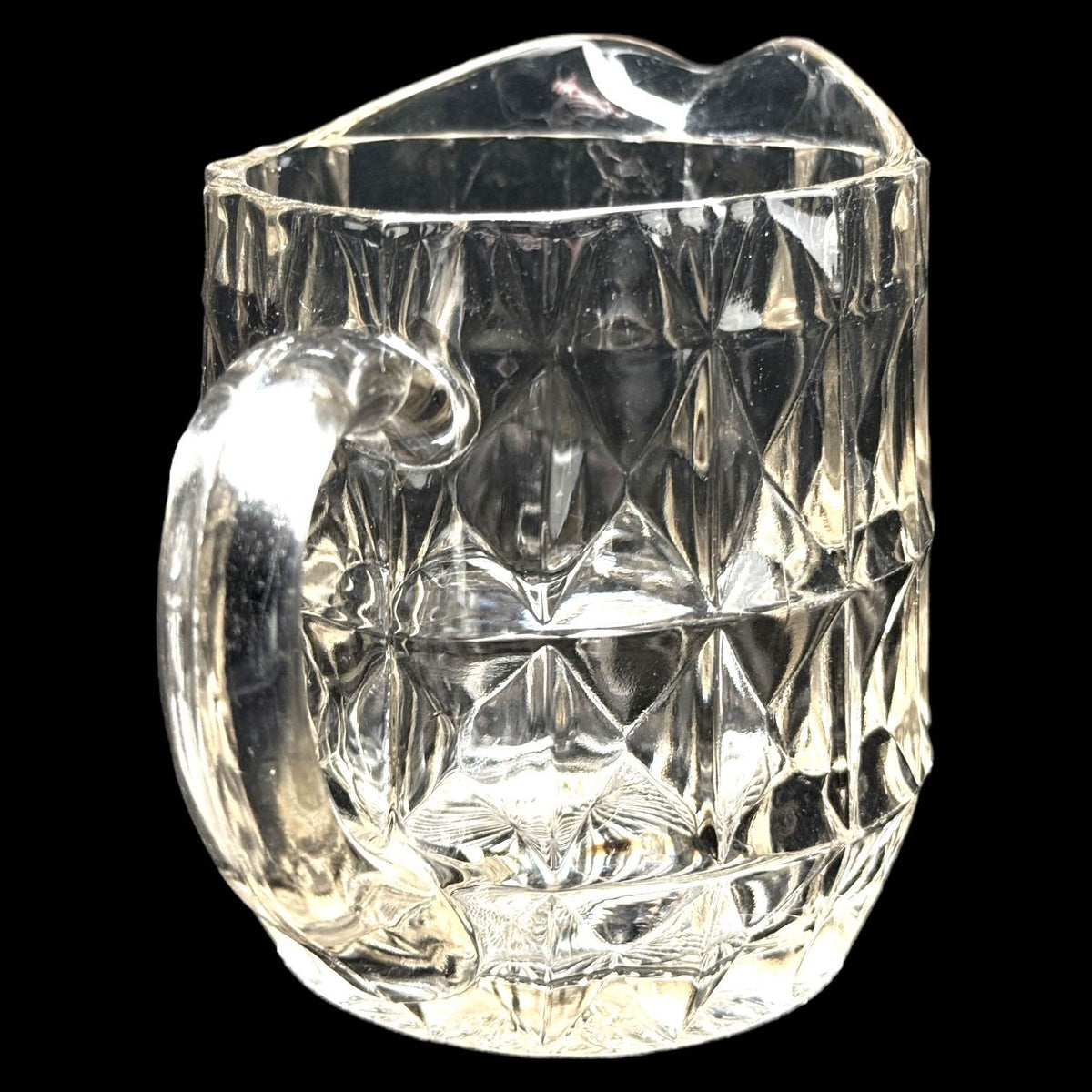 Vintage Jeannette WINDSOR CLEAR Depression Glass Pitcher 16 oz Diamond Pattern
