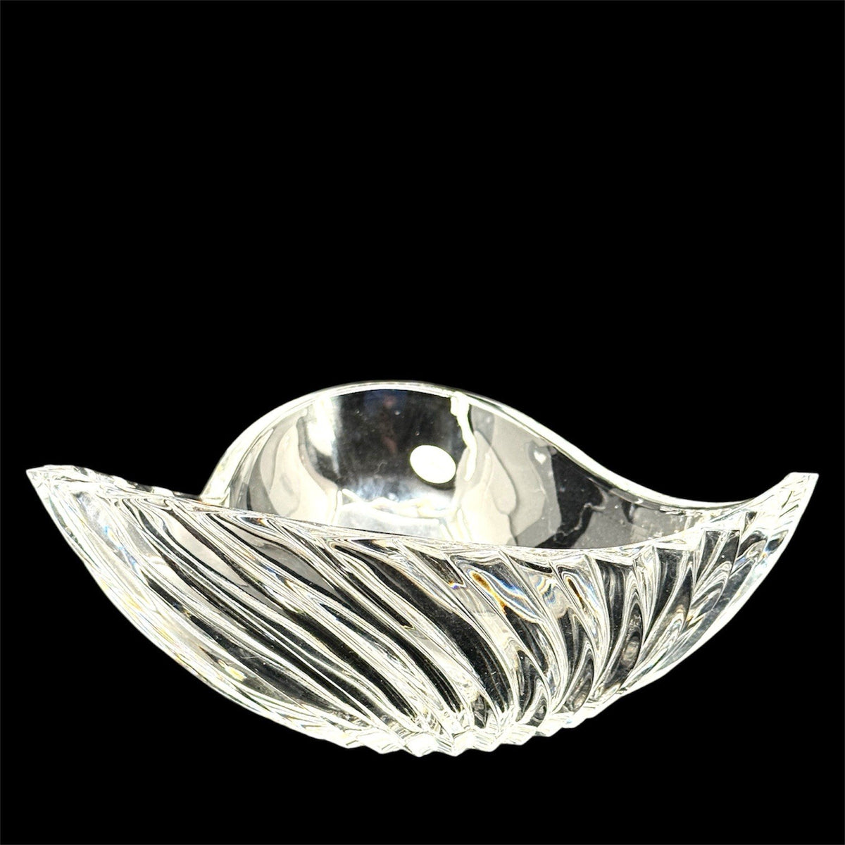 Gorham Esprit Full Lead Crystal Heart Bowl Germany Swirl Cut Candy Dish Decor