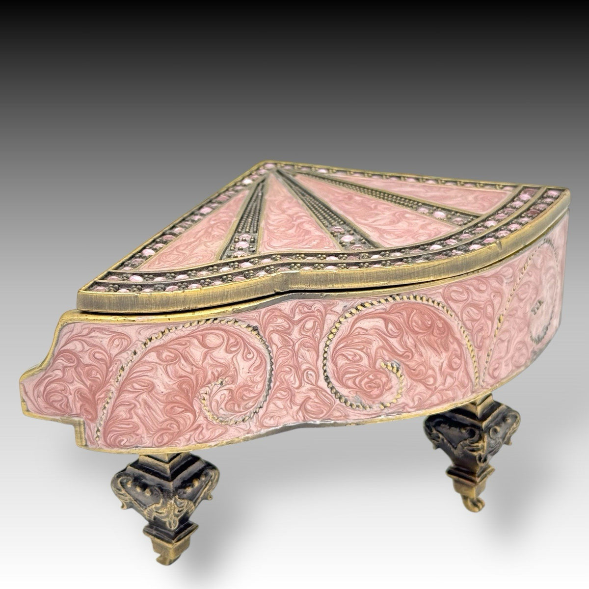 Chestnut Lane Piano Music Box Enamel Jeweled Wind Up Beautiful Dreamer