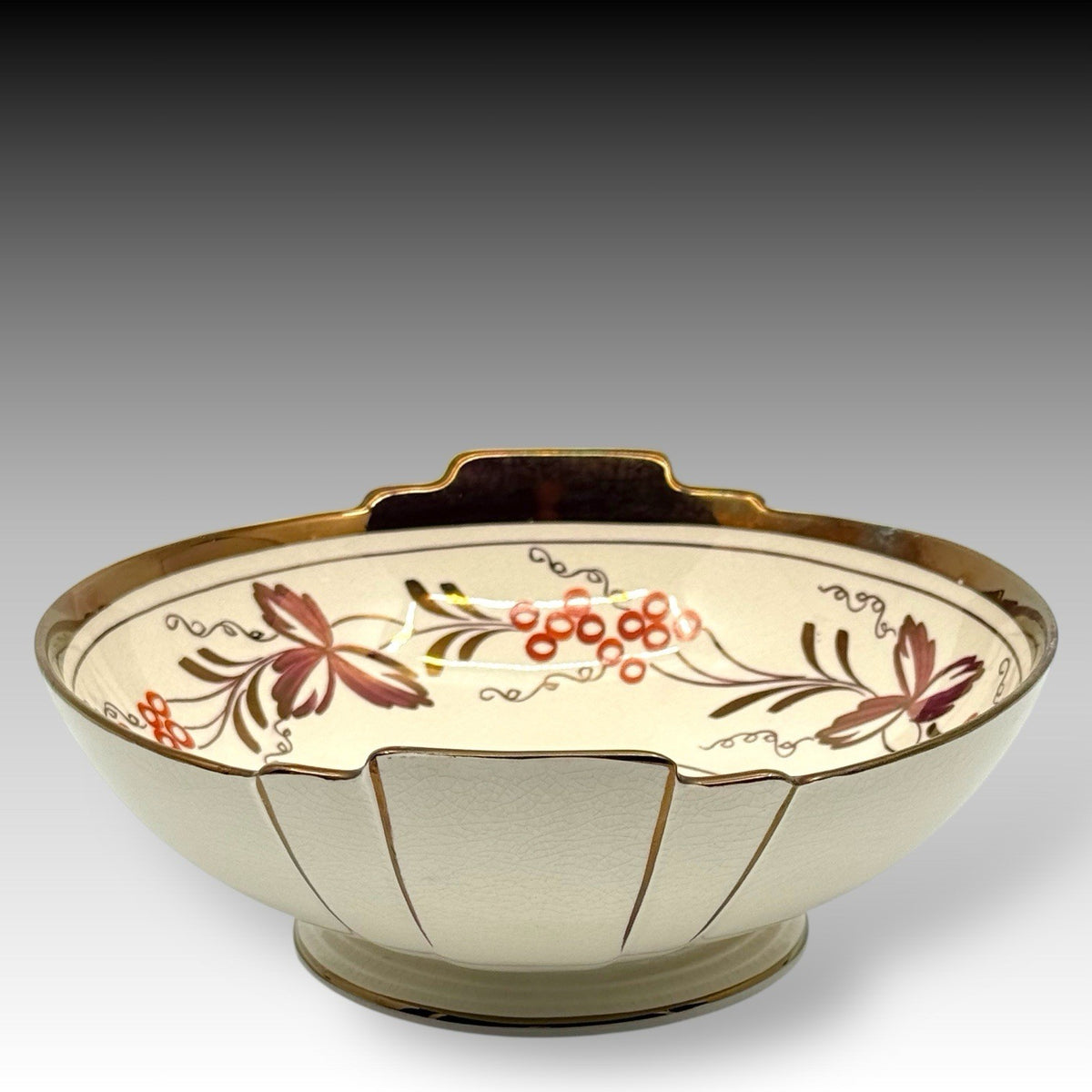 Gray's Pottery Hand Painted Lustreware Bowl, Art Deco Stoke Trent England 9 Inch