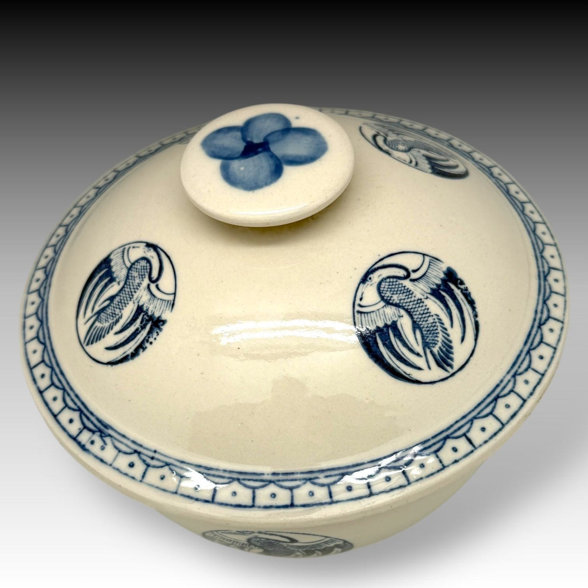Vintage CHINESE PORCELAIN RICE BOWL Crane Design Asian Tableware