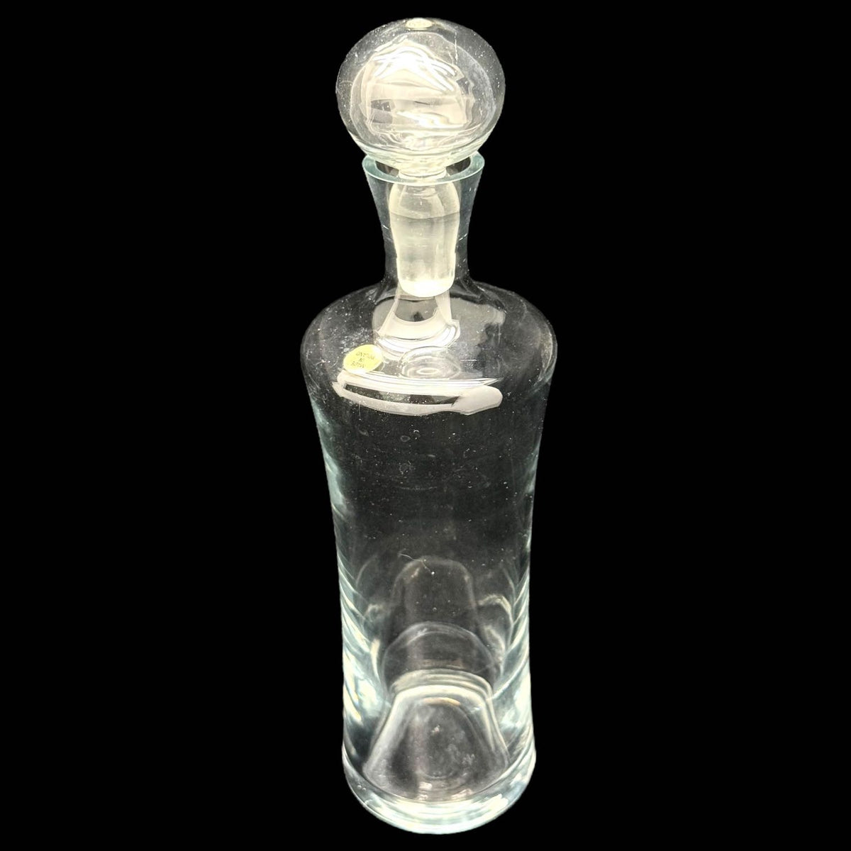 Vintage Heavy Hand Cut CLEAR HOURGLASS Shaped DECANTER Poland Hollow Stopper Top
