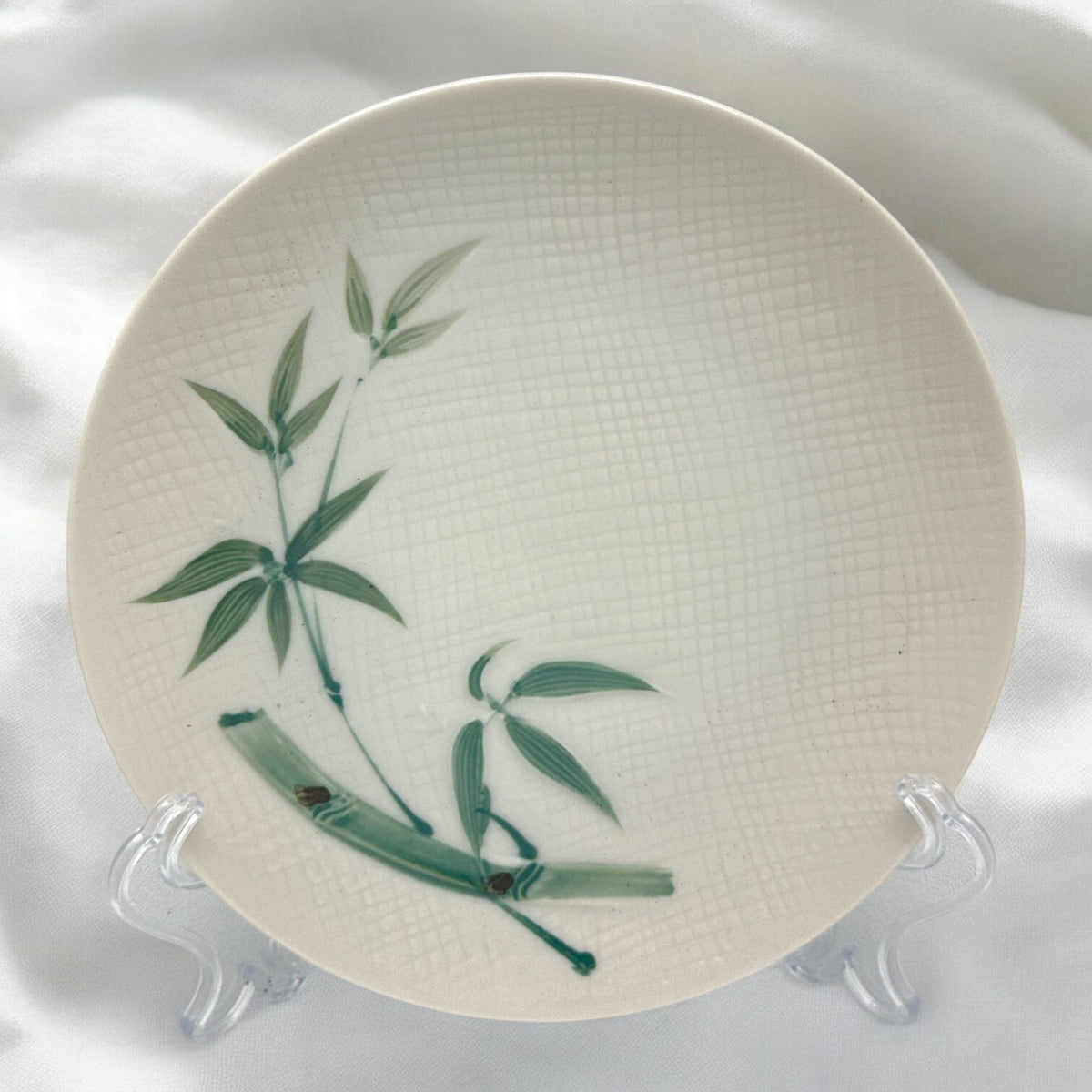 Set of 6 Japan BAMBOO TEXTURED China Hand Painted 6.25" BREAD PLATES Six