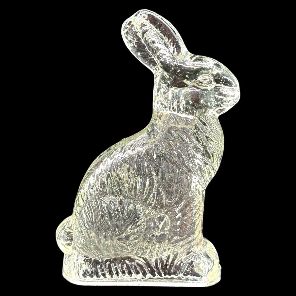 2 Vintage J H Millstein Glass Bunny Rabbit Candy Containers Uranium - One GLOWS