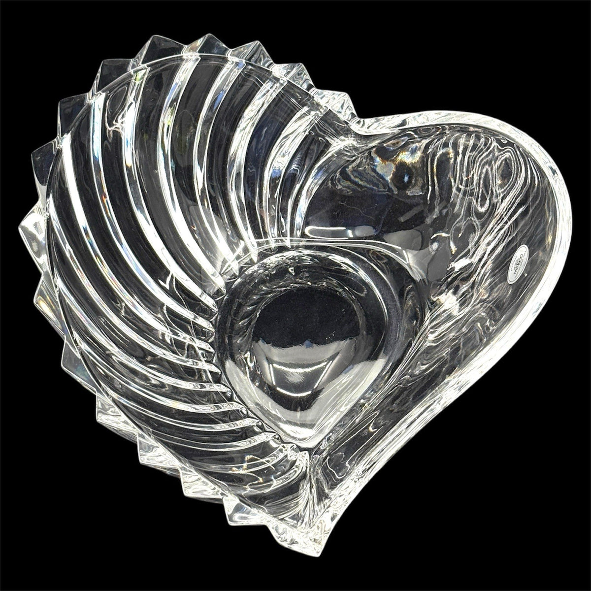 Gorham Esprit Full Lead Crystal Heart Bowl Germany Swirl Cut Candy Dish Decor