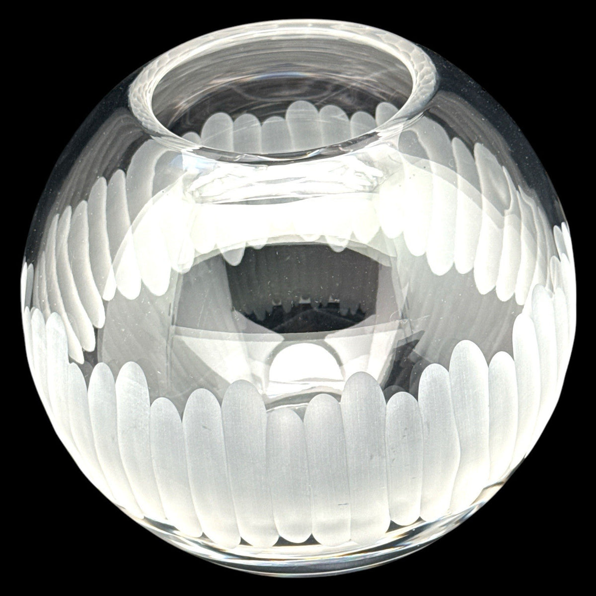 Marquis by Waterford 8” Round Etched Crystal Vase Poland Heavy 7 lbs