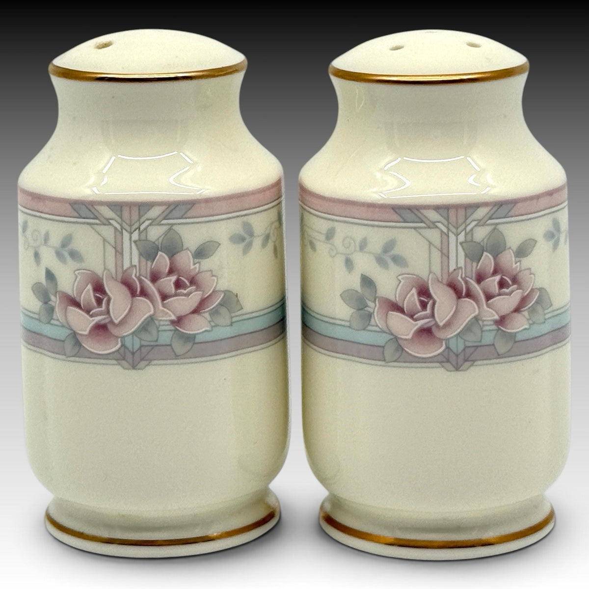 Vintage Noritake Magnificence 9736 Bone China Salt & Pepper Shakers Japan Set