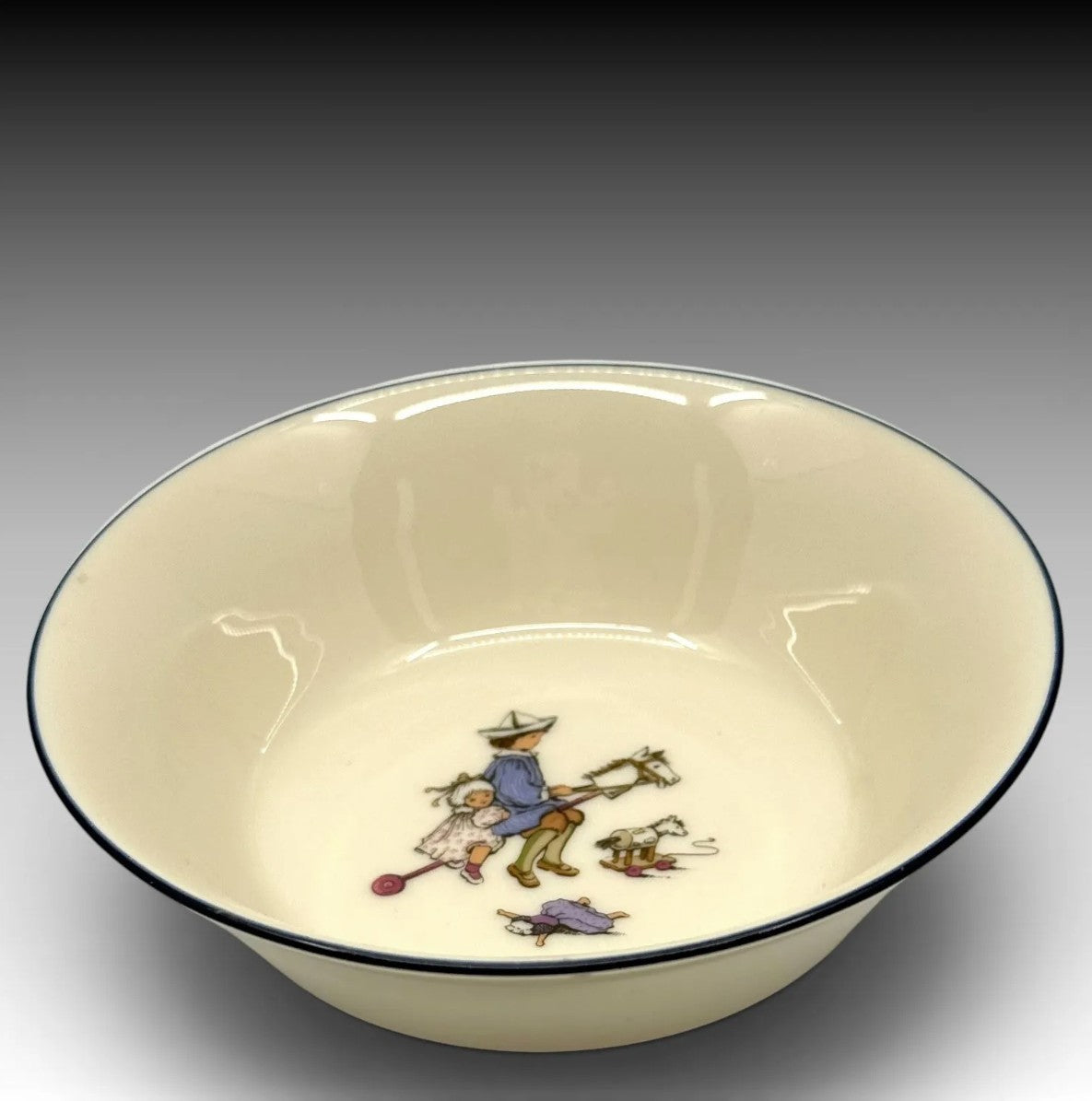 Lenox Childrens Dinnerware Set Little Boy Blue Stick Pony Plate Bowl Mug 3 Pc